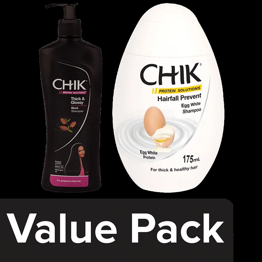 Chik Chik Thick & Glossy Shampoo  + Chik Protein Solutions Hairfall Prevent Shampoo