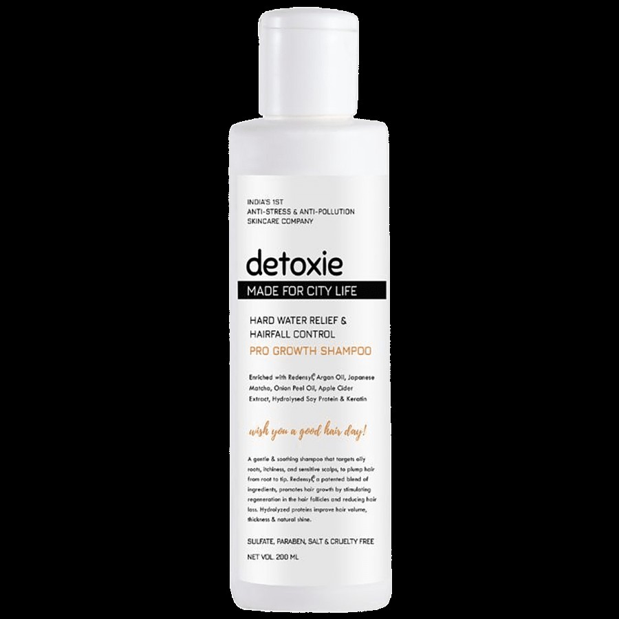 Detoxie Hard Water Relief & Hair Fall Control Pro Growth Shampoo - Promotes Hair Growth