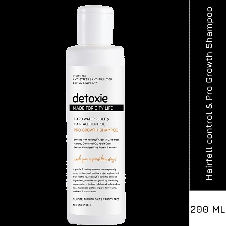 Detoxie Hard Water Relief & Hair Fall Control Pro Growth Shampoo - Promotes Hair Growth