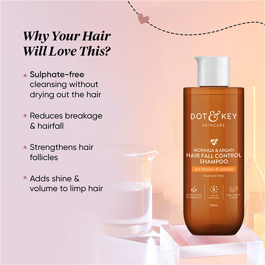 Dot & Key Moringa & Argan Hairfall Control Shampoo - Reduces Breakage