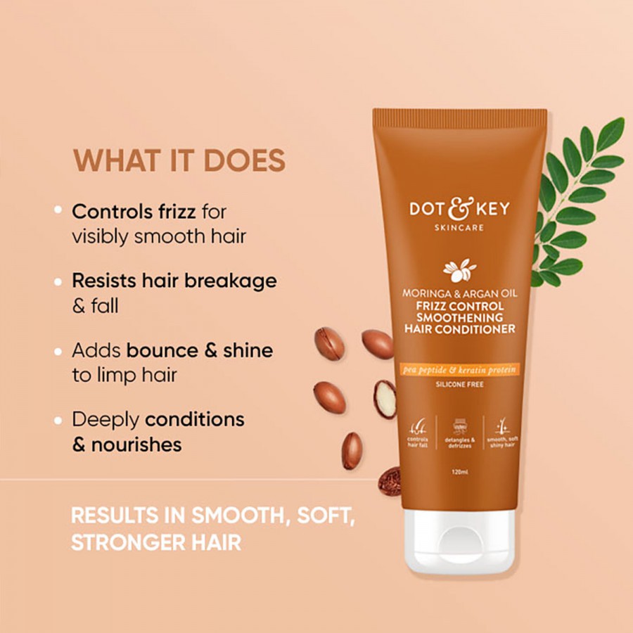 Dot & Key Moringa & Argan Oil Frizz Control Smoothening Hair Conditioner - For Soft & Smooth Hair