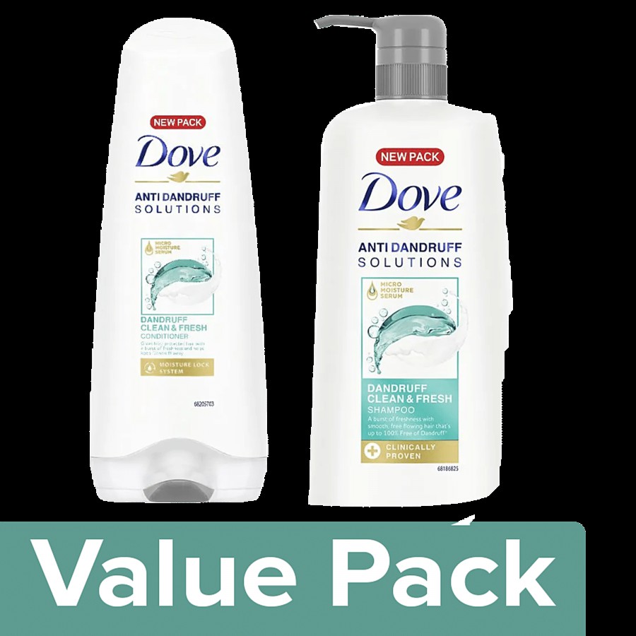 Dove Anti-Dandruff Solutions Dandruff Clean & Fresh - Shampoo 650ml+Conditioner 180ml