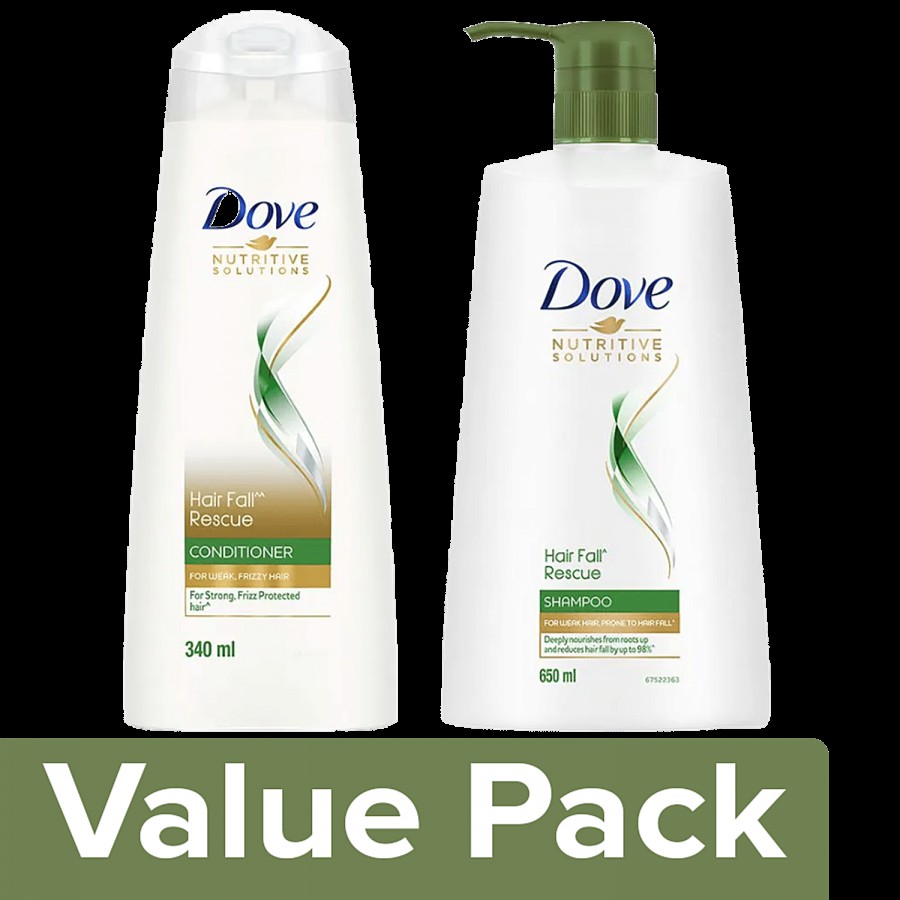 Dove Hair Fall Rescue Shampoo 650 ml + Hair Fall Rescue Conditioner 340 ml