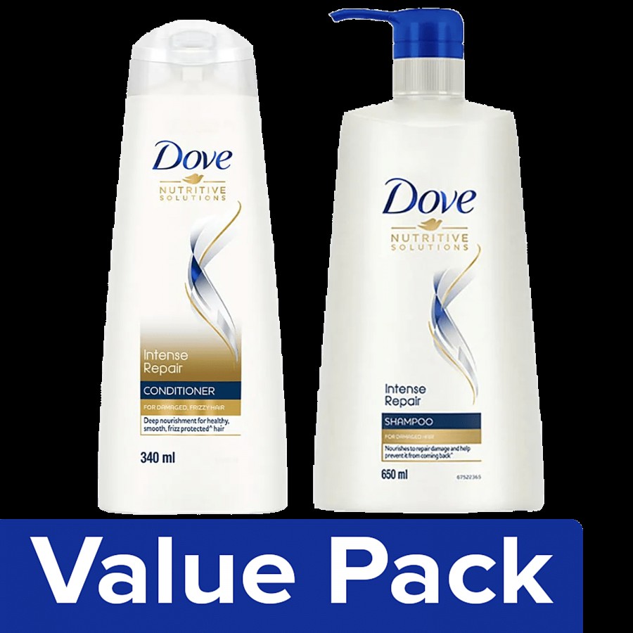 Dove Intense Repair Shampoo 650 ml + Intense Repair Conditioner 340 ml