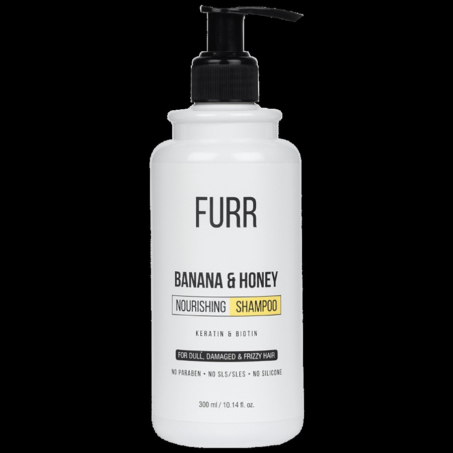 Furr By Pee Safe Banana & Honey Nourishing Shampoo With Keratin & Biotin - For Dull