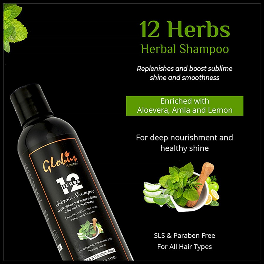 Globus Naturals 12 Herbs Hair Growth Shampoo - Deeply Nourishes