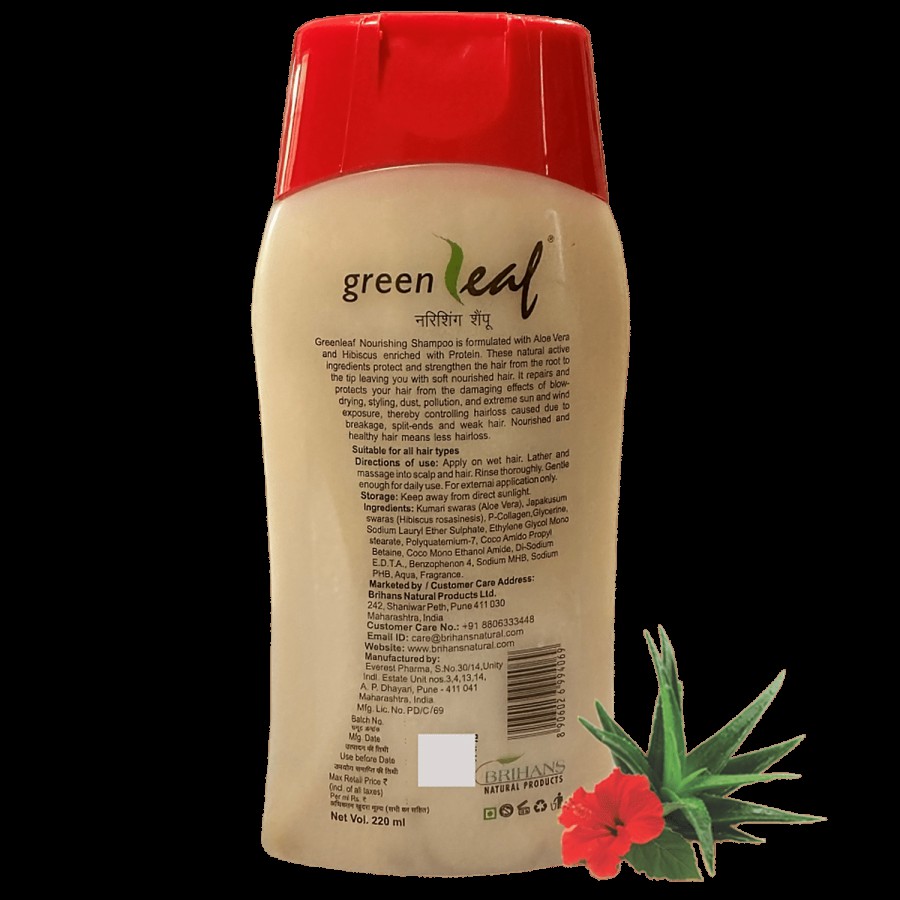 Green Leaf Nourishing Shampoo - With Hibiscus & Aloe Vera