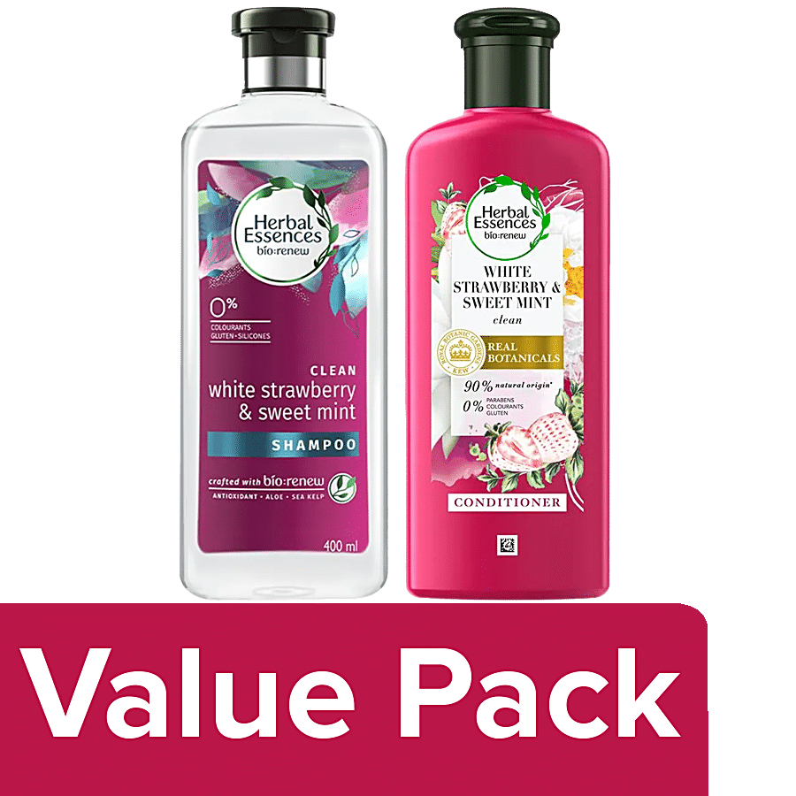 Herbal Essence Bio Renew White Strawberry & Sweet Mint Shampoo 400ML + Conditioner 240 ML