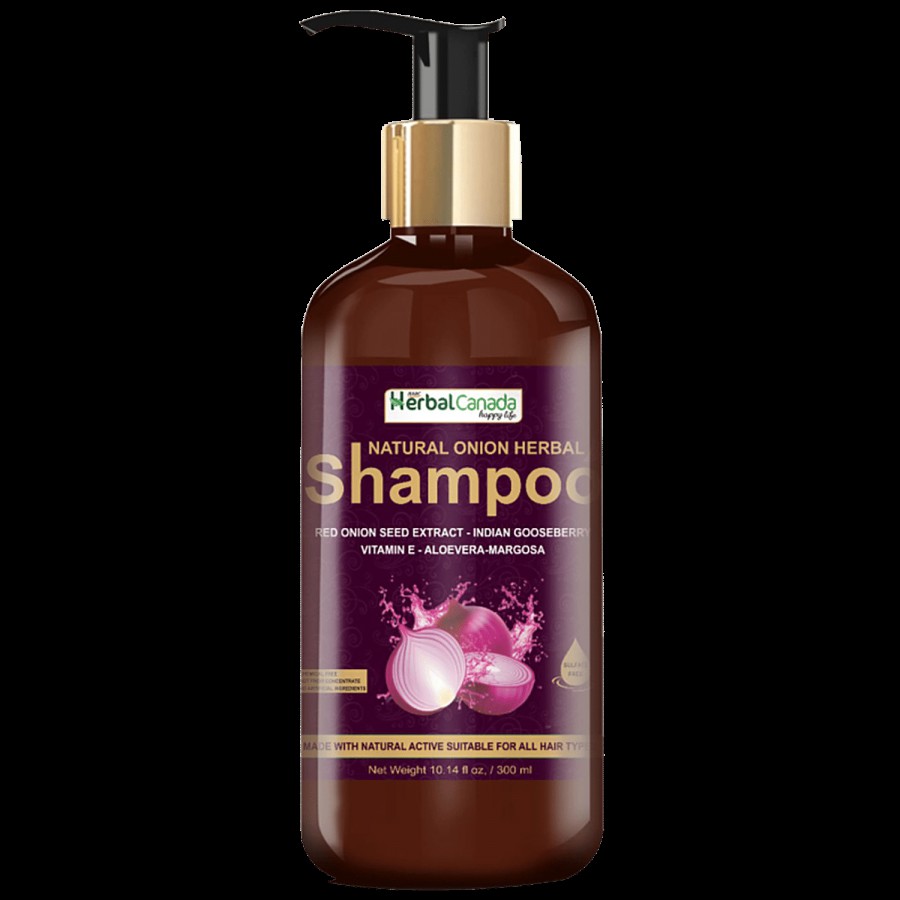 Herbal Canada Natural Onion Shampoo - Makes Hair Glossy & Lustrous