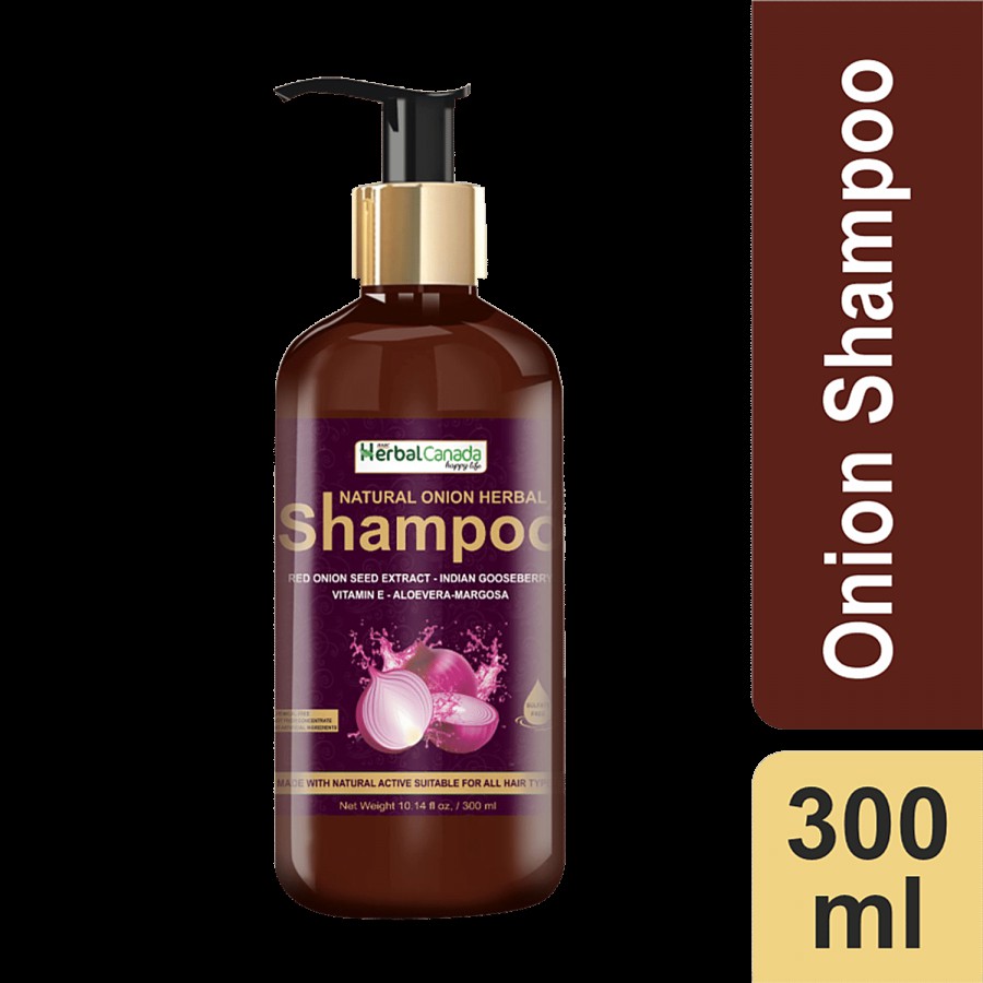 Herbal Canada Natural Onion Shampoo - Makes Hair Glossy & Lustrous