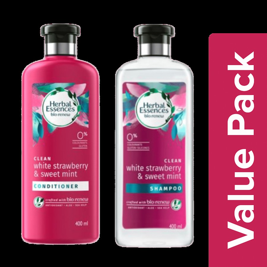 Herbal Essences Bio Renew White Strawberry & Sweet Mint Shampoo 400 ml + Conditioner 400 ml