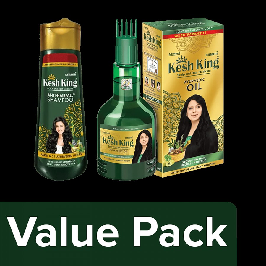 Kesh King Kesh King Anti-Hairfall Shampoo 340ml + Kesh King Ayurvedic Oil 300ml