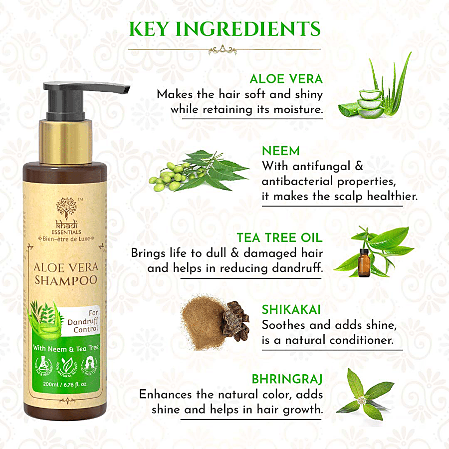 Khadi Essentials Aloe Vera Shampoo - With Neem & Tea Tree