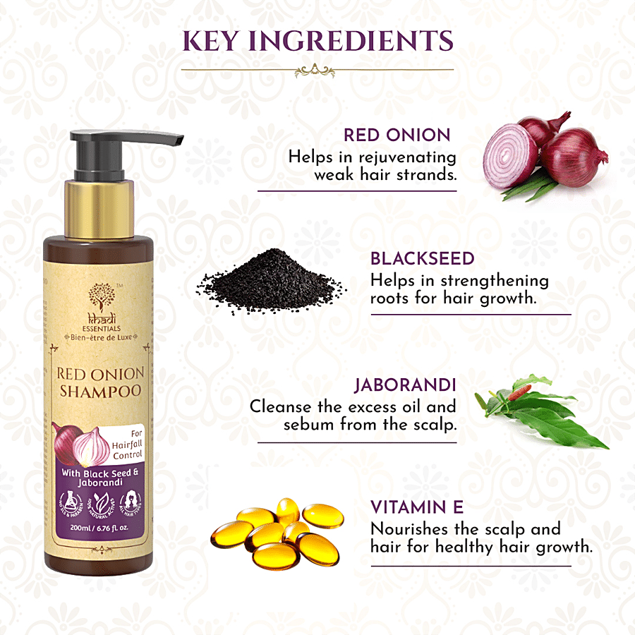 Khadi Essentials Red Onion Shampoo - With Black Seed & Jaborandi