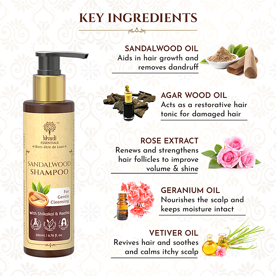 Khadi Essentials Sandalwood Shampoo - With Shikakai & Reetha