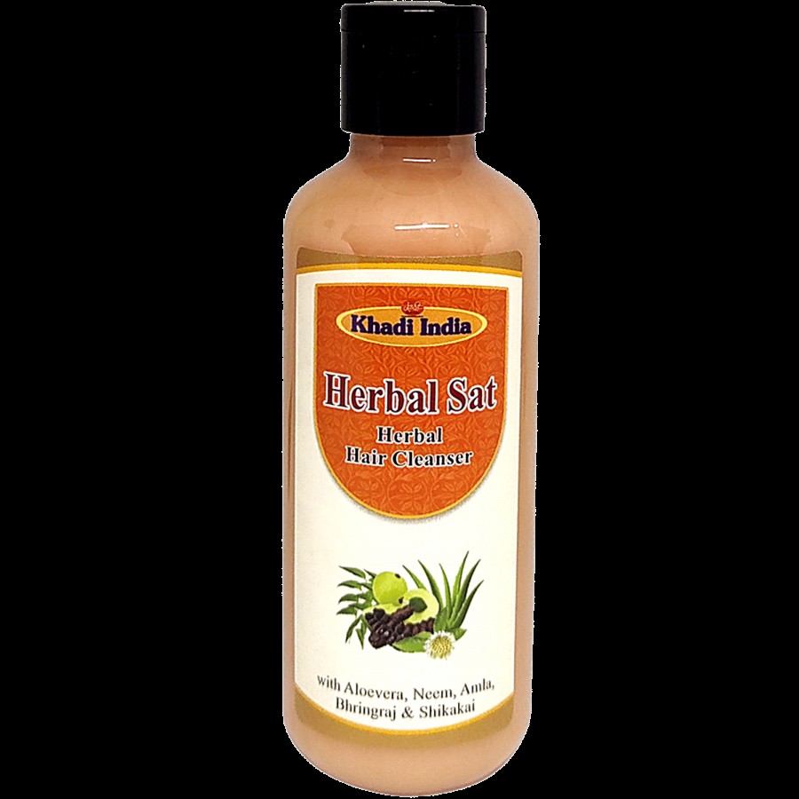 Khadi Manav Herbal Hair Cleanser - Sat With Conditioner &Extract Of Bhringraj & Heena