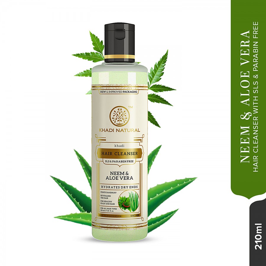 Khadi Natural Neem & Aloe Vera Hair Cleanser - Hydrates Dry Ends