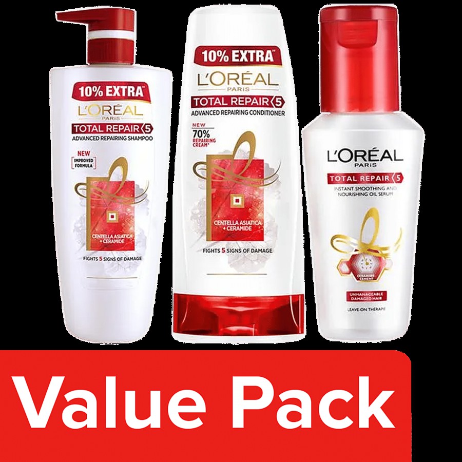 L'OREAL PARIS Total Repair 5 Shampoo 640ml+Serum 40ml+Conditioner 175ml