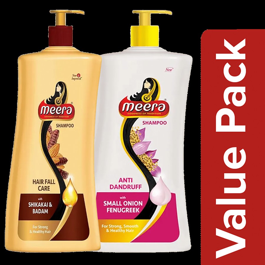 Meera Meera Hair Fall Care Shampoo-With Shikakai & Badam + Meera Anti Dandruff Shampoo