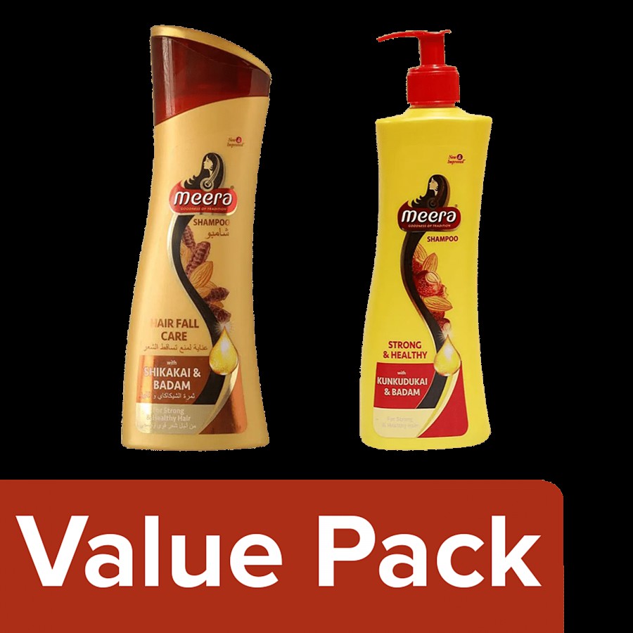 Meera Meera Hair Fall Care Shampoo - With Shikakai & Badam + Meera Strong & Healthy