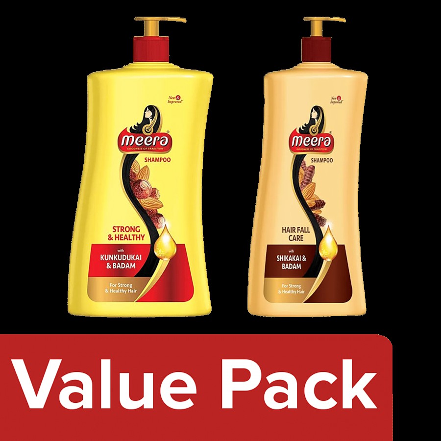 Meera Meera Strong & Healthy Shampoo - With Kunkudukai + Meera Hair Fall Care Shampoo