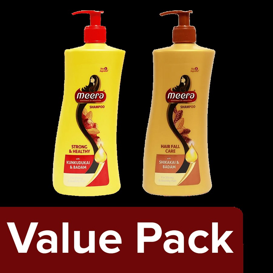 Meera Meera Strong & Healthy Shampoo Kunkudukai & Badam + Meera Hair Fall Care Shampoo