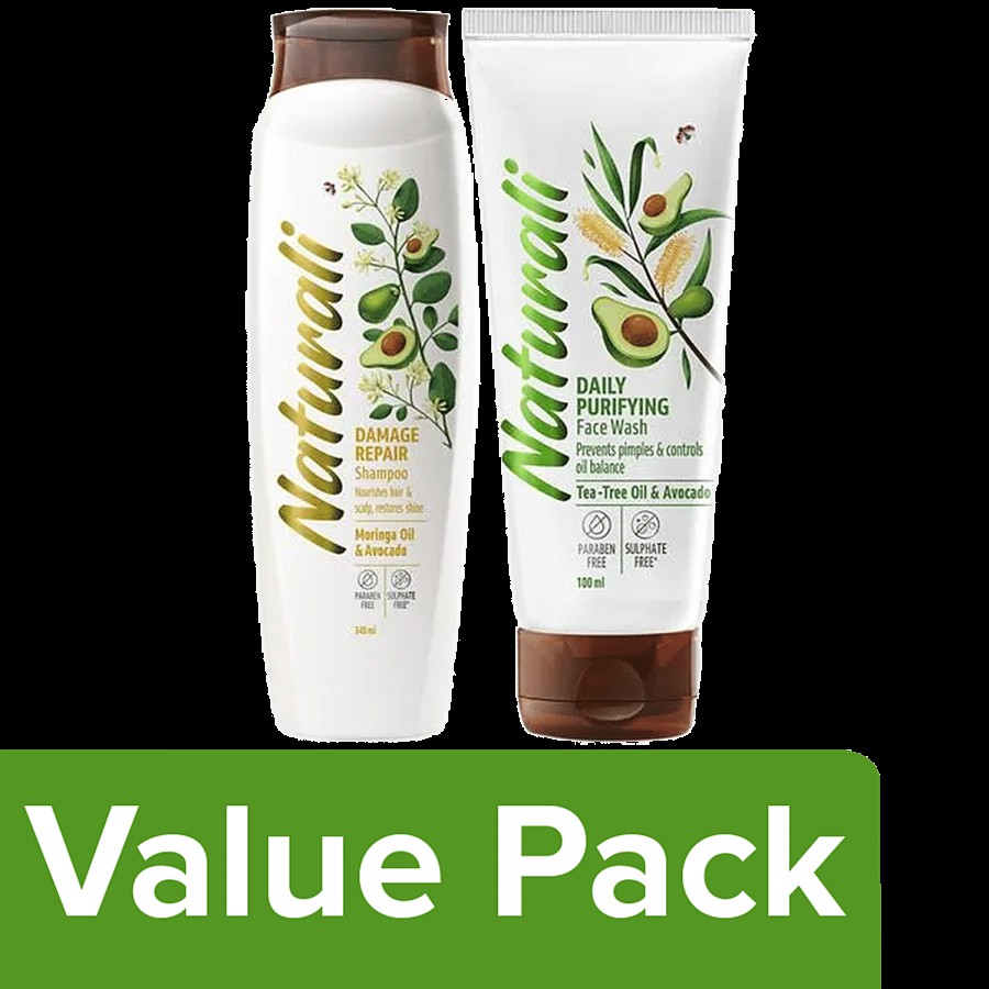 Naturali Damage Repair Shampoo 340 ml + Daily Purifying Face Wash 100 ml