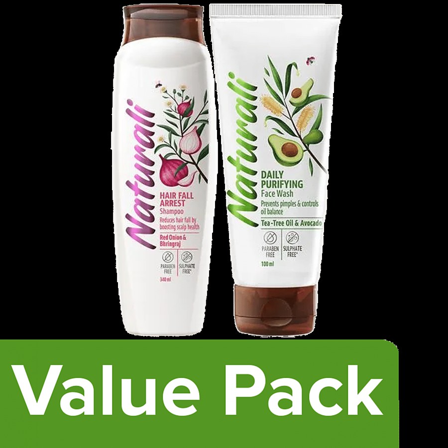 Naturali Hair Fall Arrest Shampoo 340 ml + Daily Purifying Face Wash 100 ml