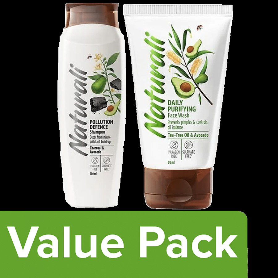 Naturali Pollution Defence Shampoo 180 ml + Daily Purifying Face Wash 50 ml