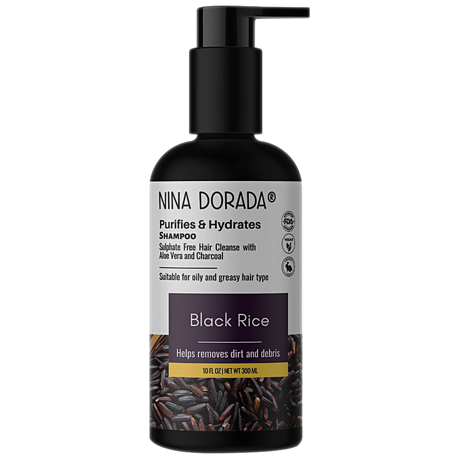 Nina Dorada Anti DHT Shampoo Black Rice & Charcoal For Oily Scalp - Prevents Hairfall