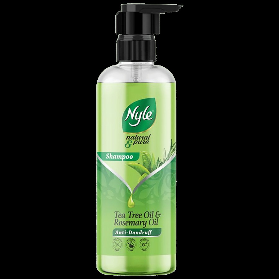 Nyle Natural & Pure Anti Dandruff Shampoo - With Goodness Of Tea Tree Oil & Rosemary Oil