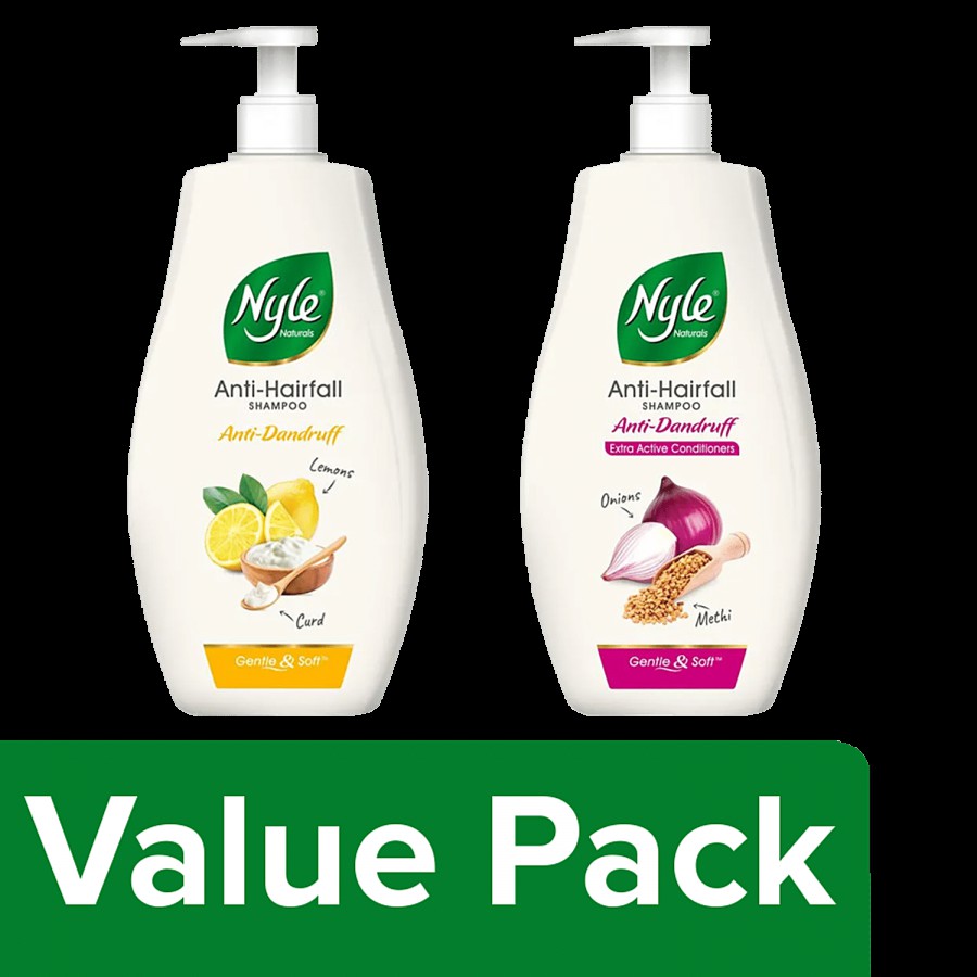 Nyle Nyle Anti-Dandruff Shampoo - With Lemon & Curd + Nyle With Onion & Methi