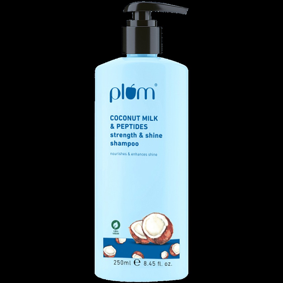 Plum Coconut Milk & Peptides Strength & Shine Shampoo - Nourishes Hair