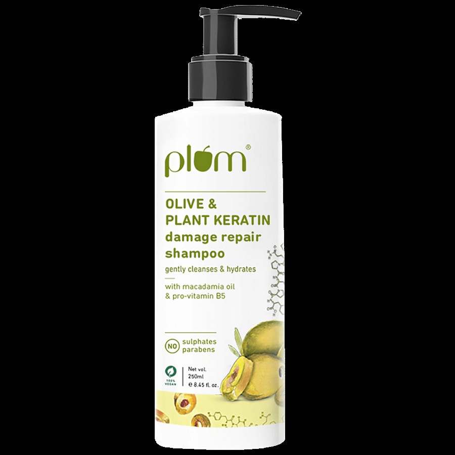 Plum Olive & Plant Keratin Damage Repair Shampoo - Cleanses & Hydrates Hair