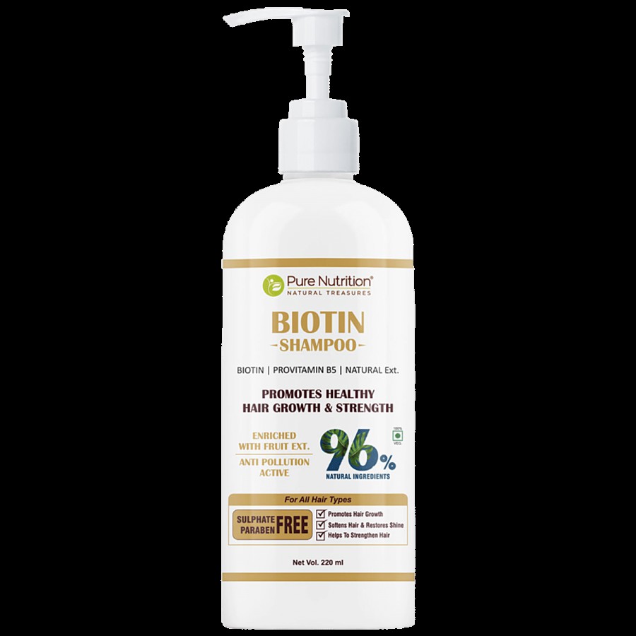 Pure Essence Biotin Shampoo - Promotes Healthy Hair Growth & Strength