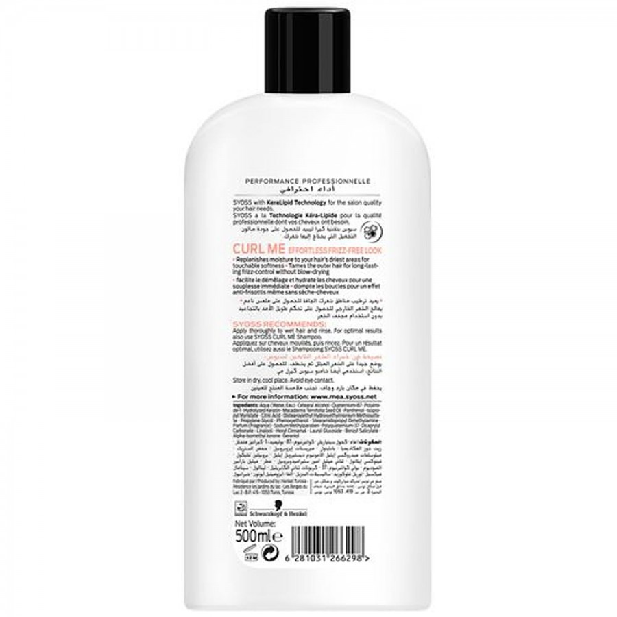 Schwarzkopf SYOSS Curl Me Effortless Frizz-Free Look 02 Conditioner - For Wavy & Curly Hair