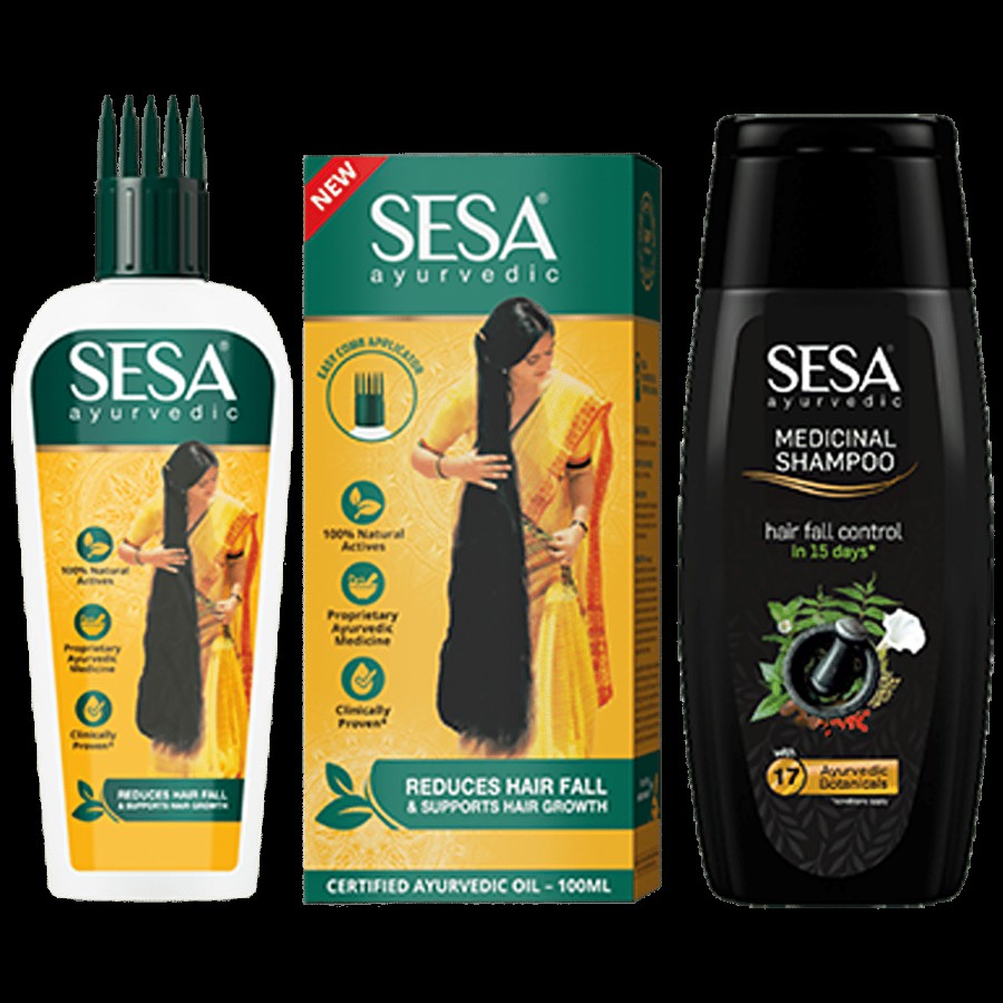 Sesa Anit-Hair Fall Oil & Medicinal Shampoo - Supports Growth