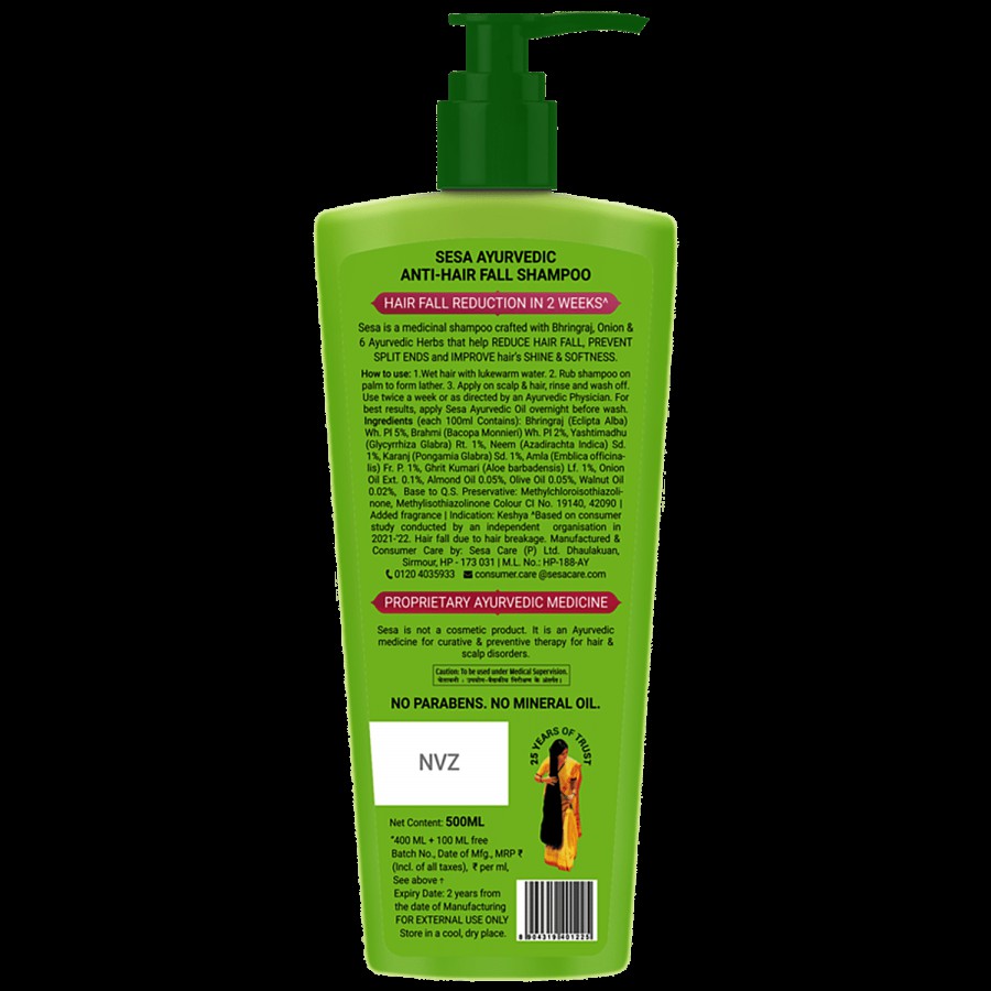 Sesa Ayurvedic Anti-Hair Fall Onion Shampoo - Bhringraj