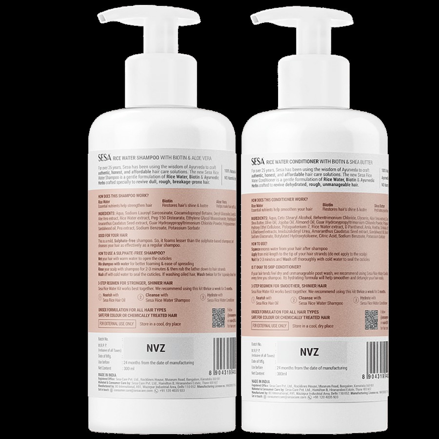 Sesa Rice Water Hair Smoothening Combo - Shampoo & Conditioner