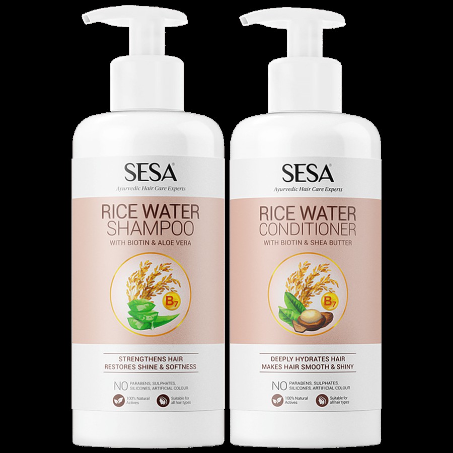 Sesa Rice Water Hair Smoothening Combo - Shampoo & Conditioner