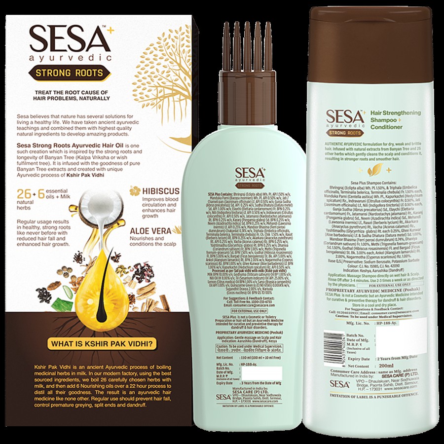 Sesa Strong Roots Oil & Hair Strengthening Shampoo Plus Conditioner - Repairs Damage