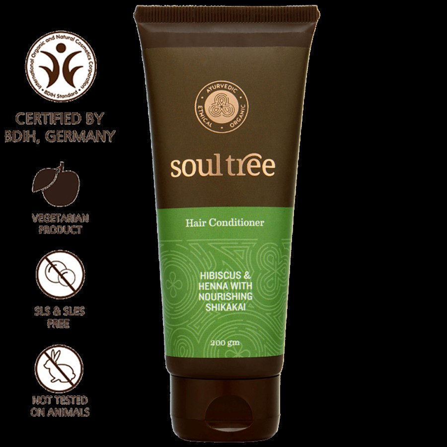 SoulTree Hair Conditioner - Hibiscus & Henna With Nourishing Shikakai