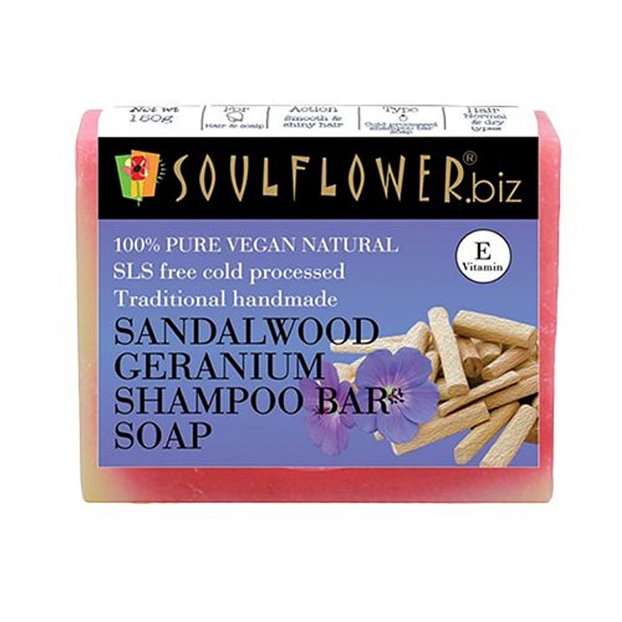 Soulflower Sandalwood Geranium Shampoo Bar Soap