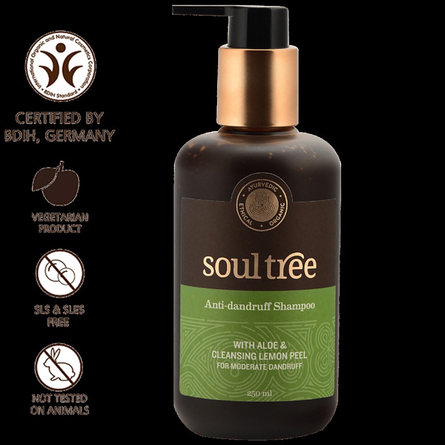 Soultree Ayurvedic Anti-Dandruff Shampoo - with Aloe & Cleansing Lemon Peel