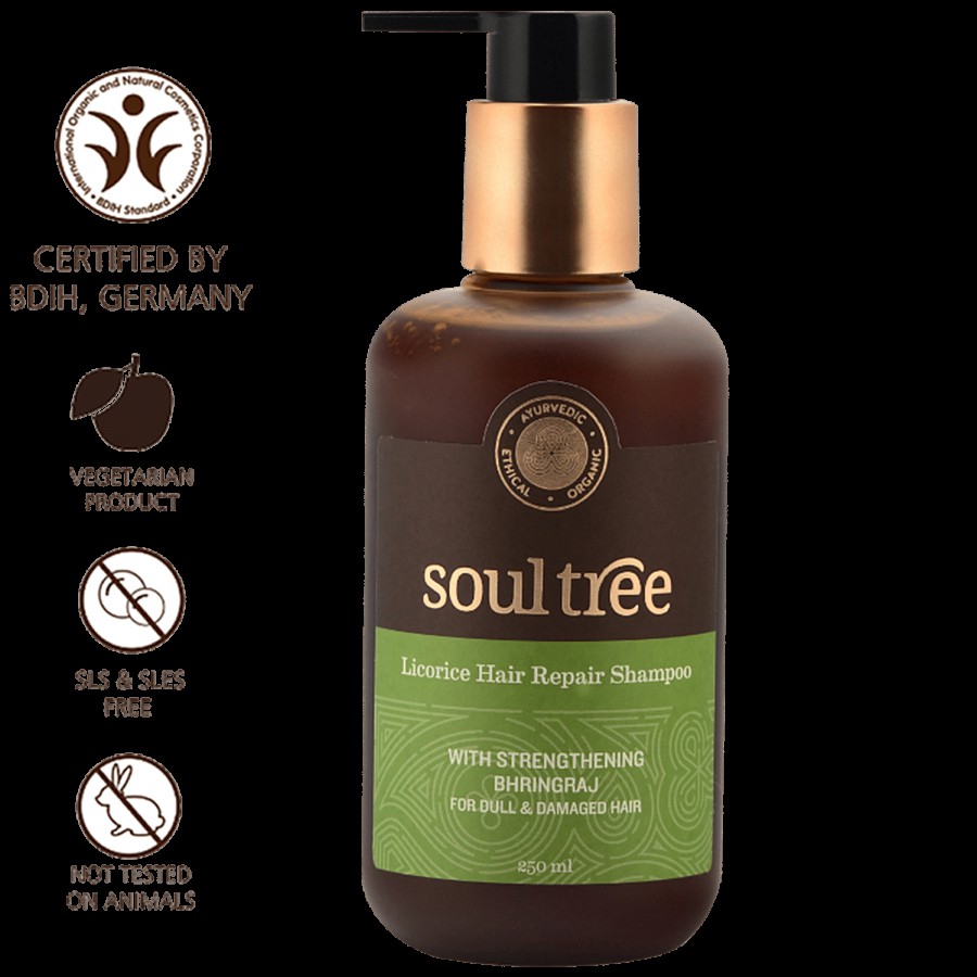 Soultree Ayurvedic Licorice Hair Repair Shampoo - with Strengthening Bhringraj