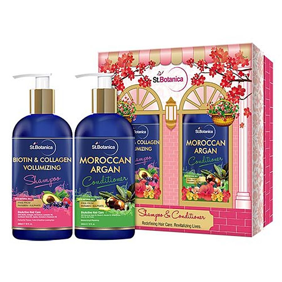 StBotanica Biotin & Collagen Volumising Hair Shampoo + Moroccan Argan Hair Conditioner