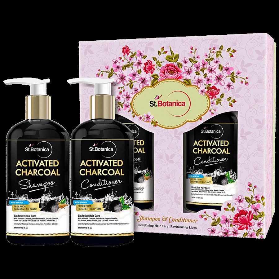 StBotanica Activated Charcoal Hair Shampoo + Activated Charcoal Hair Conditioner