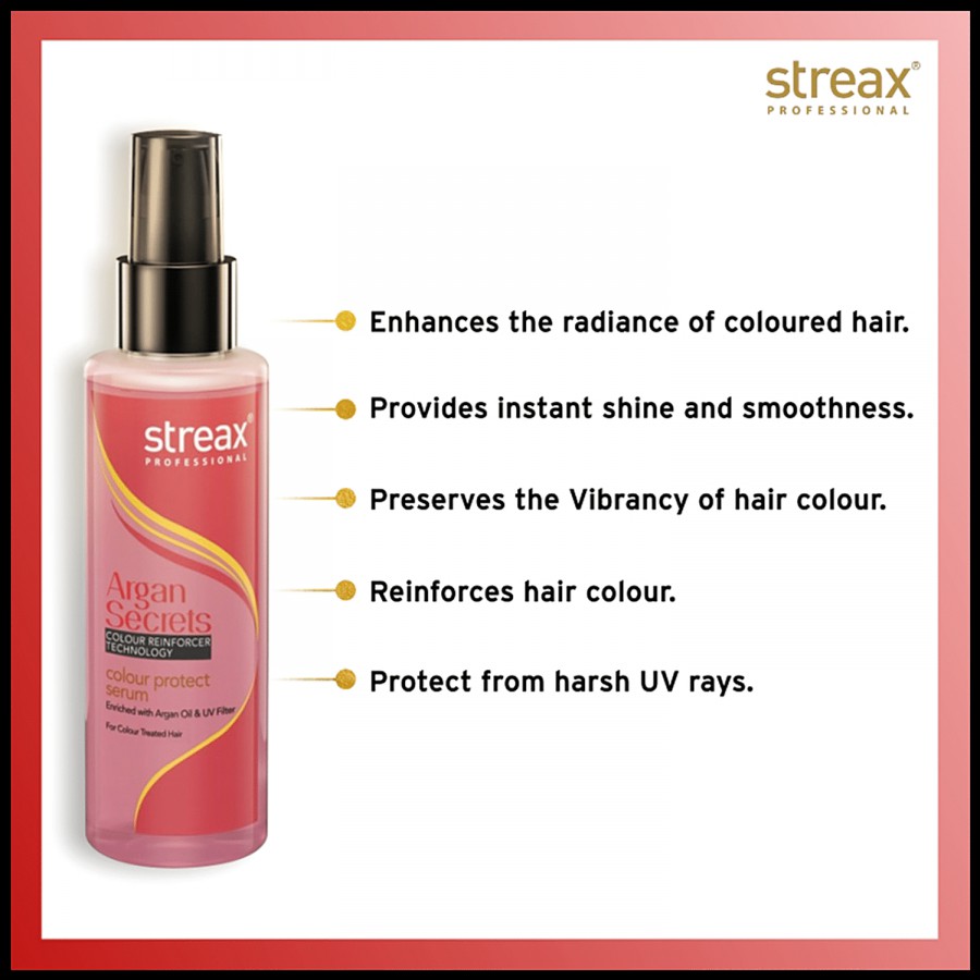 Streax Professional Argan Secrets Colour Protect Serum - With UV Fibre