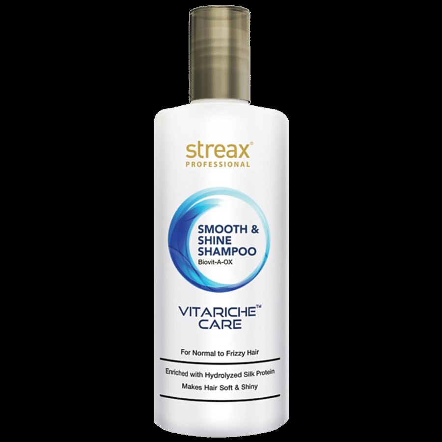 Streax Professional Vitariche Care Smooth & Shine Shampoo - With Hydrolyzed Silk Protein