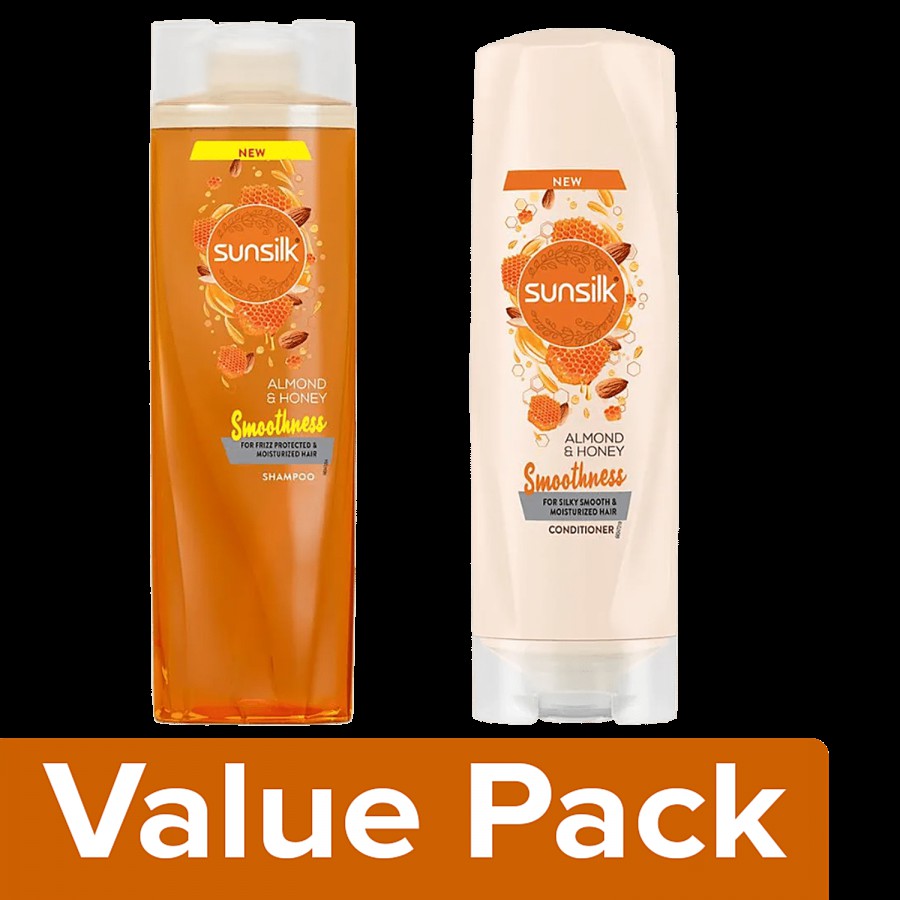 Sunsilk Almond & Honey Shampoo 370 ml + Almond & Honey Conditioner 180 ml